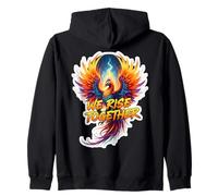 We Rise Together Phoenix Fire Bird Rising Ashes Team Group Zip Hoodie