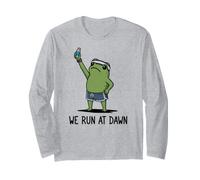 We Run At Dawn Frog Funny Frog Meme Running Lover Runner Long Sleeve T-Shirt