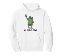 We Run At Dawn Frog Funny Frog Meme Running Lover Runner Pullover Hoodie