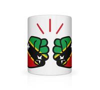 We Run Tings Caribbean, African Theme Tea, Coffee Ceramic Mug, Cup, White, 11oz (St. Kitts & Nevis)