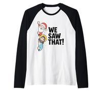 WE Saw That! Santa and Jesus Peekaboo Christmas Humor Raglan Baseball Tee