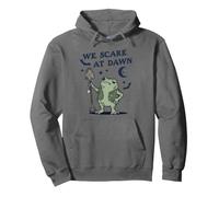We Scare At Dawn Spooky Frog Shovel Bat Moon Pullover Hoodie