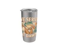 We Serve At Dawn Coffeehouse Frog Cafe Barista Stainless Steel Insulated Tumbler