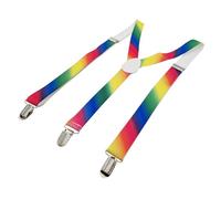 We Show Pride Rainbow Braces Gay Suspenders Adjustable Unisex Trouser Shirt Pull Up Clothing Accessory Y Back Shaped For Party LGBT Events Comfortable With Metal Clips For Men & Women