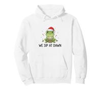 We Sip At Dawn Funny Christmas Frog Drinking Coffee Xmas Pullover Hoodie