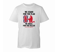 We Stand for The Flag T-Shirt, Lest We Forget British Arm Remembrance Day British Flag Unisex Kids Adults Top (White, 3 Years)