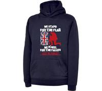 We Stand For The Flag We Kneel For The Fallen Hoodie Lest We Forget Remembrance Day Respect And Gratitude Soldiers We Never Forget Anniversary Unisex Gift Adult Kids Hoodies Navy