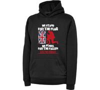 We Stand For The Flag We Kneel For The Fallen Hoodie Lest We Forget Remembrance Day Respect And Gratitude Soldiers We Never Forget Anniversary Unisex Gift Adult Kids Hoodies Black