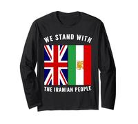We Stand with The Iranian People - Iranian and UK Flag Long Sleeve T-Shirt