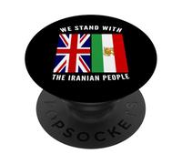 We Stand With the Iranian People - Iranian and UK Flag PopSockets Adhesive PopGrip