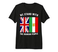 We Stand with The Iranian People - Iranian and UK Flag Premium T-Shirt
