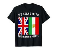 We Stand with The Iranian People - Iranian and UK Flag T-Shirt
