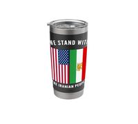 We Stand with The Iranian People - Iranian and US Flag Stainless Steel Insulated Tumbler
