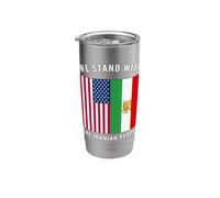 We Stand with The Iranian People - Iranian and US Flag Stainless Steel Insulated Tumbler