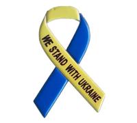 We Stand with Ukraine Pray for Ukraine Metal Ribbon Pin Badge Support Peace No War