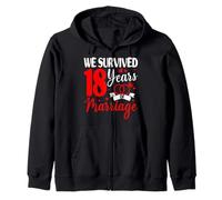 We Survived 18 Years Of Marriage 18th Wedding Anniversary Zip Hoodie