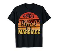 We Survived 25 Years of Marriage Retro Rings Design Cute T-Shirt