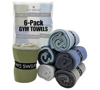 We Sweat’s (6 Pack) Microfiber Gym Towels, Odor-Free Silver ION Absorbent Fiber, Workout Towels for Men & Women - Sweat Towels for Gym, Hiking, Yoga, Camping, Working Out
