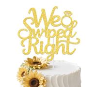 We Swiped Right Cake Topper, Engagement Wedding Cake Decorations, Love Laughter & Happily Ever After Wedding Shower Decorations, Love is in Bloom Engagement Party Supplies Gold