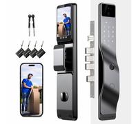 We Technology 3D Face Recognition Smart Door Lock, WiFi Door Locks with Camera, Video Doorbell, Fingerprint, Passcodes, IC Card, Keyless Smart Mortise Lock for front door, Use Tuya APP