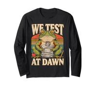 We Test At Dawn Frog Coffee Study Humor Long Sleeve T-Shirt