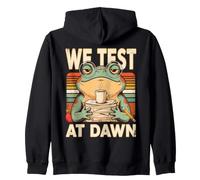 We Test At Dawn Frog Coffee Study Humor Zip Hoodie