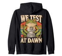 We Test At Dawn Frog Coffee Study Humor Zip Hoodie