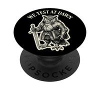 We Test At Dawn Funny Owl Knight QA Tester Exam Graphic PopSockets Adhesive PopGrip