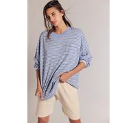 We The Free All Love Striped Pocket Tee at Free People in Blissful Blue Combo, Size: Medium - female