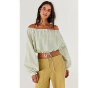 We The Free Antiqua Off-The-Shoulder Crop Top at Free People in Ivory Combo, Size: XL - female
