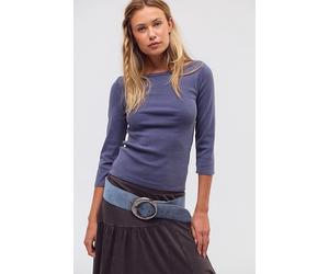 We The Free Atlas Boat Neck Top at Free People in Moody Indigo, Size: Medium - female