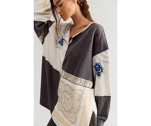 We The Free Attic Craft Polo at Free People in Washed Black Combo, Size: XS - female