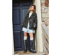 We The Free Bibi Swing Wax Jacket at Free People in Olive, Size: Small - female