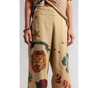 We The Free Breezy Printed Denim Pull-On Jeans at Free People in Khaki Combo, Size: XS - female