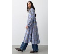 We The Free Brick Lane Jacquard Maxi Shirt Jacket Top at Free People in Blue Mason Stripe, Size: Small - female
