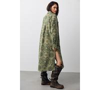 We The Free Brick Lane Jacquard Maxi Shirt Jacket Top at Free People in Olive Combo, Size: Large - female