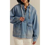 We The Free Casey Denim Pullover Jacket at Free People in Duster Blue, Size: Medium - female