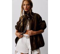 We The Free Chelsea Vegan Suede Funnel-Neck Jacket at Free People in Brown, Size: Medium - female
