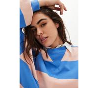 We The Free Classic Striped Oversized Crewneck at Free People in Hawaiian Blue, Size: Small - female