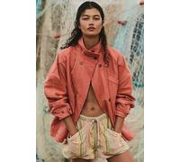 We The Free Collins Washed Canvas Funnel-Neck Jacket at Free People in Red Clay, Size: Medium - female