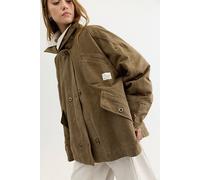 We The Free Collins Washed Canvas Funnel-Neck Jacket at Free People in Teak, Size: Medium - female