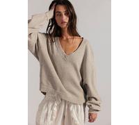 We The Free Comfort Zone V-Neck Pullover at Free People in Heather Grey, Size: Medium - female