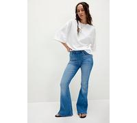 We The Free CRVY Infinite Stretch Pull-On Flare Jeans at Free People in Mid Indigo, Size: XS - female