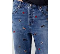 We The Free Deep Trance Embroidered Dropped Boyfriend Jeans at Free People in Cowgirl Combo, Size: 28 - female