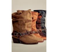 We The Free Denver Double Buckle Boots Shoe at Free People in Tobacco Suede, Size: US 8 - female