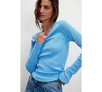 We The Free Easy Does It Long Sleeve Tee at Free People in Crisp Blue, Size: Large - female