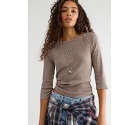 We The Free Easy Does It Three-Quarter Sleeve Top at Free People in Fossil Dune, Size: Small - female