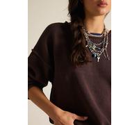 We The Free Ella Roll-Neck Cotton Knit Sweater at Free People in Chocolate Plum, Size: Large - female