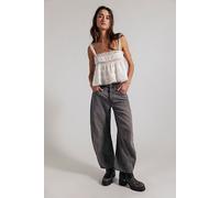 We The Free Good Luck Mid-Rise Barrel Jeans at Free People in Archive Grey, Size: 31 S - female