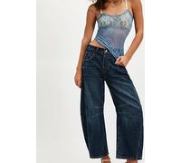 We The Free Good Luck Mid-Rise Barrel Jeans at Free People in Deep End, Size: 32 - female